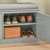 SoBuy FSR131-HG Schoenenbank voor Hal, Opbergbank met Kussen en 2 Deuren, Schoenenopberger voor Hal, Slaapkamer, Grijs, 90x34x46 cm