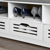 SoBuy FSR36-W Moderne Schoenenbank Schoenkist Schoenenkast- 3 legplanken - Zitkussen - Wit