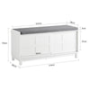 SoBuy FSR86-W Schoenenbank met Zachte Zitting – Schoenenkast met 2 Schuifdeuren, Verborgen Opbergruimte en Comfortabele Zitbank – Houten Bank voor Hal, 114x40x53 cm