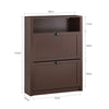 SoBuy FSR87-BR Schoenenkast smal met 2 kleppen schoenenrek met 4 legplanken schoenencommode met extra vak schoenenrek bruin