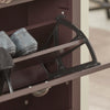 SoBuy FSR87-BR Schoenenkast smal met 2 kleppen schoenenrek met 4 legplanken schoenencommode met extra vak schoenenrek bruin