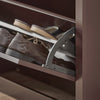 SoBuy FSR87-BR Schoenenkast smal met 2 kleppen schoenenrek met 4 legplanken schoenencommode met extra vak schoenenrek bruin
