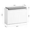 SoBuy FSR98-W Schoenenbank met Opbergruimte – Inclusief Zacht Zitkussen & Klep – Compact Schoenenmeubel voor Hal – 62 × 26 × 45 cm – Draagvermogen 150 kg – Wit