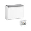 SoBuy FSR98-W Schoenenbank met Opbergruimte – Inclusief Zacht Zitkussen & Klep – Compact Schoenenmeubel voor Hal – 62 × 26 × 45 cm – Draagvermogen 150 kg – Wit