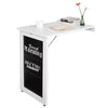 SoBuy FWT20-W Vouwbaar Wandbureau Opvouwbare Wandtafel in wit met Schoolbord Klaptafel