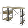 SoBuy FWT61-N Computerbureau studietafel met lade en 4 planken metalen frame, industriële stijl
