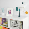 SoBuy KMB26-W Kinderboekenkast Kinderplank met 5 Opbergvakken en 3 Stoffen Dozen Speelgoedplank Ppbergplank voor Kinderen Speelgoed Organizer Wit