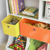 SoBuy KMB26-W Kinderboekenkast Kinderplank met 5 Opbergvakken en 3 Stoffen Dozen Speelgoedplank Ppbergplank voor Kinderen Speelgoed Organizer Wit
