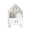 SoBuy KMB58-W Kinderboeken- en Speelgoedkast met Kasteel Design, 3 Open Planken, 2 Deuren, 63x30x103 cm – Stevige Boekenkast voor de Kinderkamer