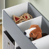 SoBuy KMB61-HG Kinderrek Kinderplank met 3 Vakken en 3 Uitneembare Stoffen dozen, Kinderopbergrek met Wielen, Boekenrek