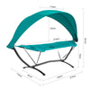 SoBuy OGS51-TB Ligbed Tuinhangmat met Standaard Parasol Ligstoel Hangbed Zonneluifel Hangstoel