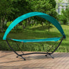 SoBuy OGS51-TB Ligbed Tuinhangmat met Standaard Parasol Ligstoel Hangbed Zonneluifel Hangstoel