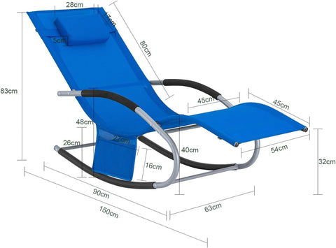 SoBuy Set van 2 ligstoelen, schommelstoelen met hoofdsteun en zijvak en voetensteun, tuinligstoelen,comfortabel, OGS28-KBx2