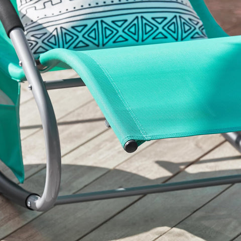 SoBuy Swingligstoel, schommelstoel, relaxstoel, ligstoel, zonnebed, tuinligstoel, met tas, weefsel, 150 kg belasting in lichtturquoise, OGS28-TBx2