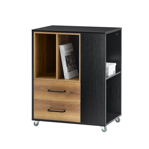 SoBuy ASK01-PF Bureaubox, rolprinterhouder, organizer, mobiele desktop, met laden en vakken, opbergkast, kantoor, 60 x 40 x 75 cm