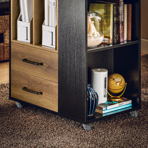 SoBuy ASK01-PF Bureaubox, rolprinterhouder, organizer, mobiele desktop, met laden en vakken, opbergkast, kantoor, 60 x 40 x 75 cm