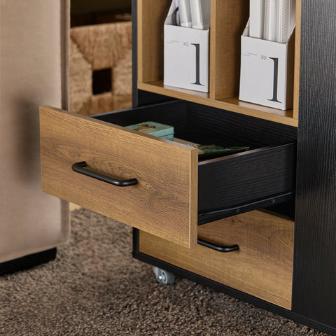 SoBuy ASK01-PF Bureaubox, rolprinterhouder, organizer, mobiele desktop, met laden en vakken, opbergkast, kantoor, 60 x 40 x 75 cm