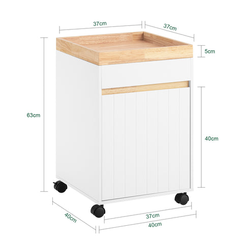 SoBuy ASK03-W Rolcontainer Bureau Trolley Kantoorcontainer Bijzetwagen Bijzettafel Druktafel met Wielen Printer Stand