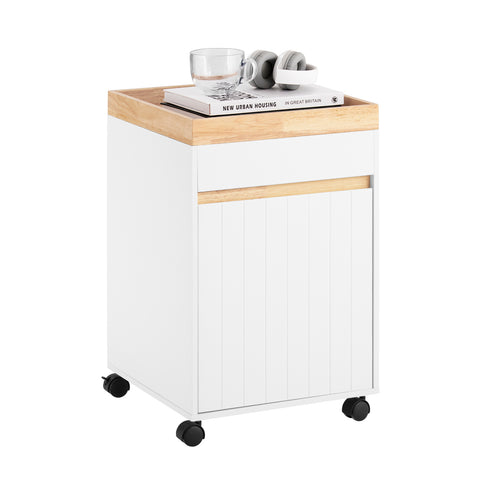 SoBuy ASK03-W Rolcontainer Bureau Trolley Kantoorcontainer Bijzetwagen Bijzettafel Druktafel met Wielen Printer Stand