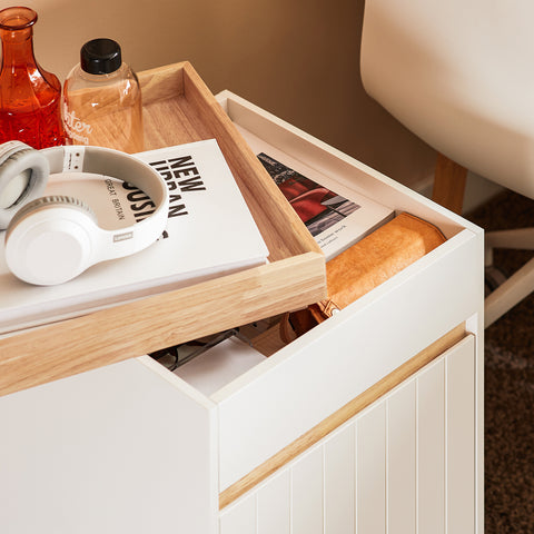 SoBuy ASK03-W Rolcontainer Bureau Trolley Kantoorcontainer Bijzetwagen Bijzettafel Druktafel met Wielen Printer Stand