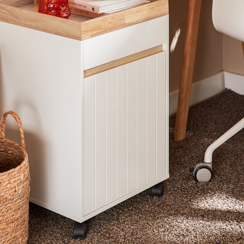 SoBuy ASK03-W Rolcontainer Bureau Trolley Kantoorcontainer Bijzetwagen Bijzettafel Druktafel met Wielen Printer Stand