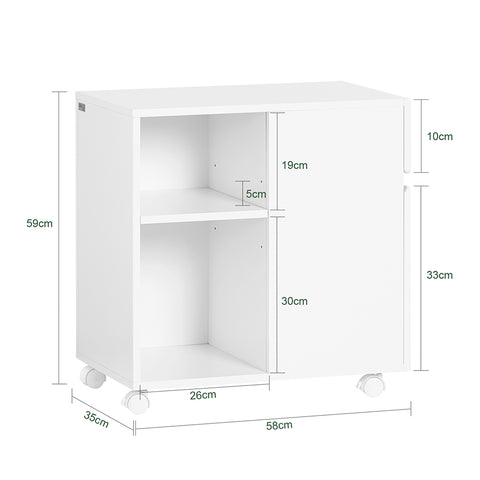 SoBuy ASK05-W Printertafel, Bureau Onderstel met 2 Laden, Mobiele Bureaukast