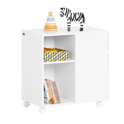 SoBuy ASK05-W Printertafel, Bureau Onderstel met 2 Laden, Mobiele Bureaukast
