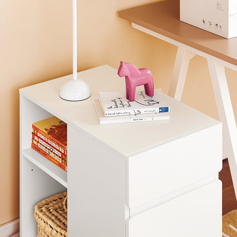 SoBuy ASK05-W Printertafel, Bureau Onderstel met 2 Laden, Mobiele Bureaukast