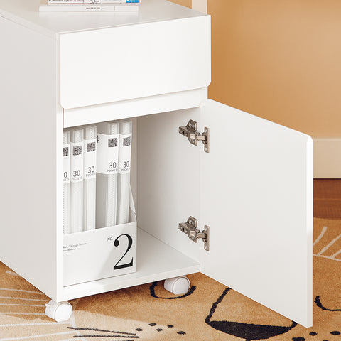 SoBuy ASK05-W Printertafel, Bureau Onderstel met 2 Laden, Mobiele Bureaukast