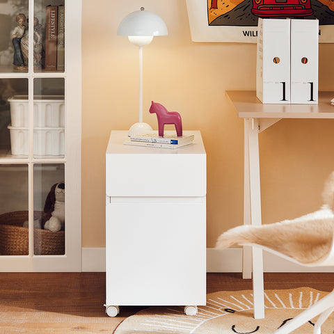 SoBuy ASK05-W Printertafel, Bureau Onderstel met 2 Laden, Mobiele Bureaukast