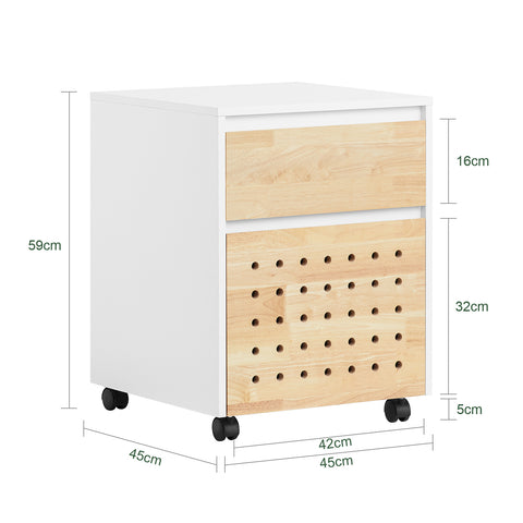 SoBuy ASK06-WN Bureaukast met wieltjes, bureau-organizer, opbergkast, kantoor, met laden, 45 x 45 x 59 cm, wit