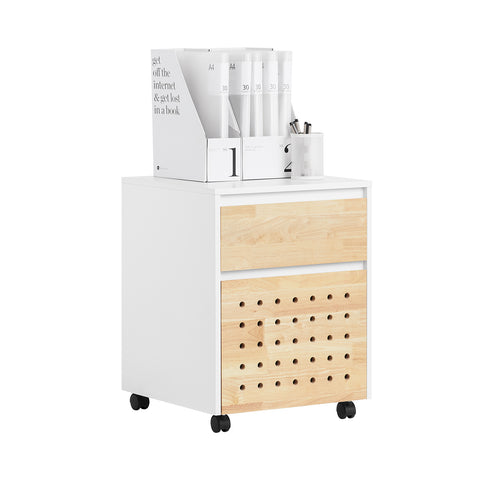 SoBuy ASK06-WN Bureaukast met wieltjes, bureau-organizer, opbergkast, kantoor, met laden, 45 x 45 x 59 cm, wit