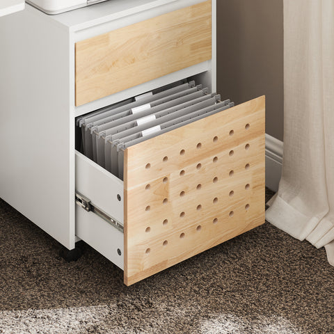 SoBuy ASK06-WN Bureaukast met wieltjes, bureau-organizer, opbergkast, kantoor, met laden, 45 x 45 x 59 cm, wit