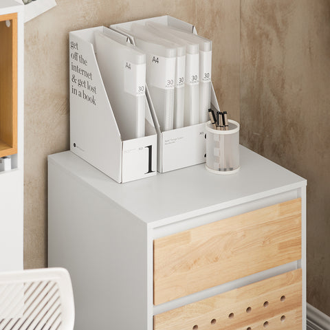 SoBuy ASK06-WN Bureaukast met wieltjes, bureau-organizer, opbergkast, kantoor, met laden, 45 x 45 x 59 cm, wit