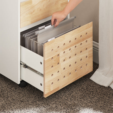 SoBuy ASK06-WN Bureaukast met wieltjes, bureau-organizer, opbergkast, kantoor, met laden, 45 x 45 x 59 cm, wit