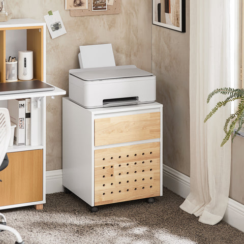 SoBuy ASK06-WN Bureaukast met wieltjes, bureau-organizer, opbergkast, kantoor, met laden, 45 x 45 x 59 cm, wit