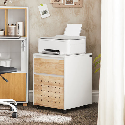 SoBuy ASK06-WN Bureaukast met wieltjes, bureau-organizer, opbergkast, kantoor, met laden, 45 x 45 x 59 cm, wit