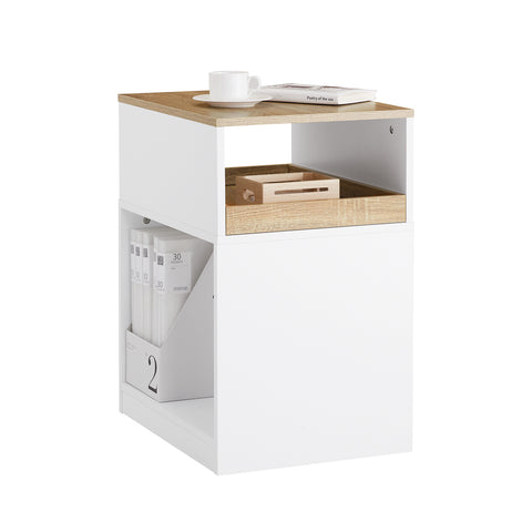 SoBuy ASK08-WN Printertafel met wieltjes, archiefkast, printtafel, printerstandaard, rolcontainer, opbergkast