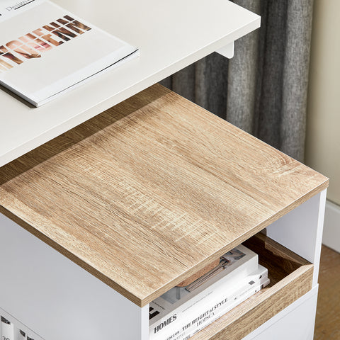 SoBuy ASK08-WN Printertafel met wieltjes, archiefkast, printtafel, printerstandaard, rolcontainer, opbergkast