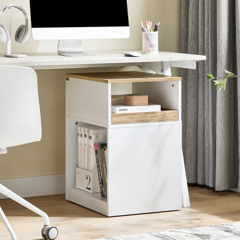 SoBuy ASK08-WN Printertafel met wieltjes, archiefkast, printtafel, printerstandaard, rolcontainer, opbergkast