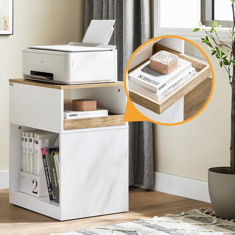 SoBuy ASK08-WN Printertafel met wieltjes, archiefkast, printtafel, printerstandaard, rolcontainer, opbergkast
