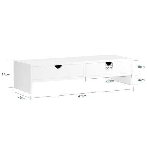SoBuy BBF02-W Monitorstandaard Computerstandaard Bureau-organizer met 2 Laden