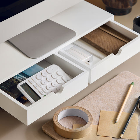SoBuy BBF02-W Monitorstandaard Computerstandaard Bureau-organizer met 2 Laden