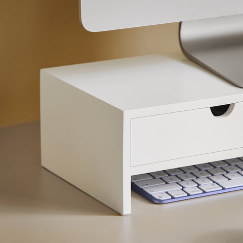 SoBuy BBF02-W Monitorstandaard Computerstandaard Bureau-organizer met 2 Laden
