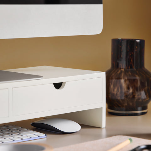 SoBuy BBF02-W Monitorstandaard Computerstandaard Bureau-organizer met 2 Laden