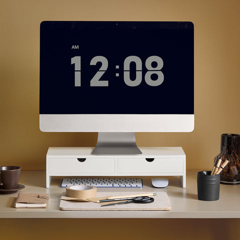 SoBuy BBF02-W Monitorstandaard Computerstandaard Bureau-organizer met 2 Laden