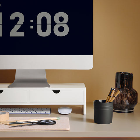 SoBuy BBF02-W Monitorstandaard Computerstandaard Bureau-organizer met 2 Laden