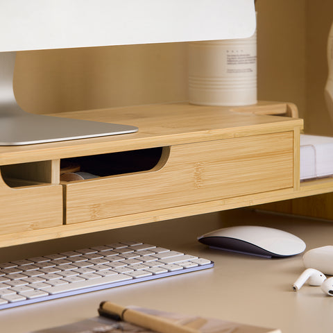 SoBuy BBF12-N Monitorverhoger Ergonomische Monitorstandaard Universele Laptop of TV-scherm, 2 laden