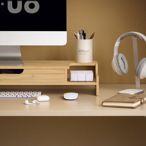SoBuy BBF12-N Monitorverhoger Ergonomische Monitorstandaard Universele Laptop of TV-scherm, 2 laden