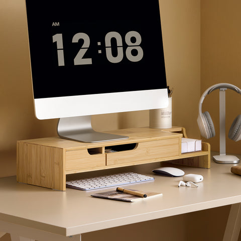 SoBuy BBF12-N Monitorverhoger Ergonomische Monitorstandaard Universele Laptop of TV-scherm, 2 laden